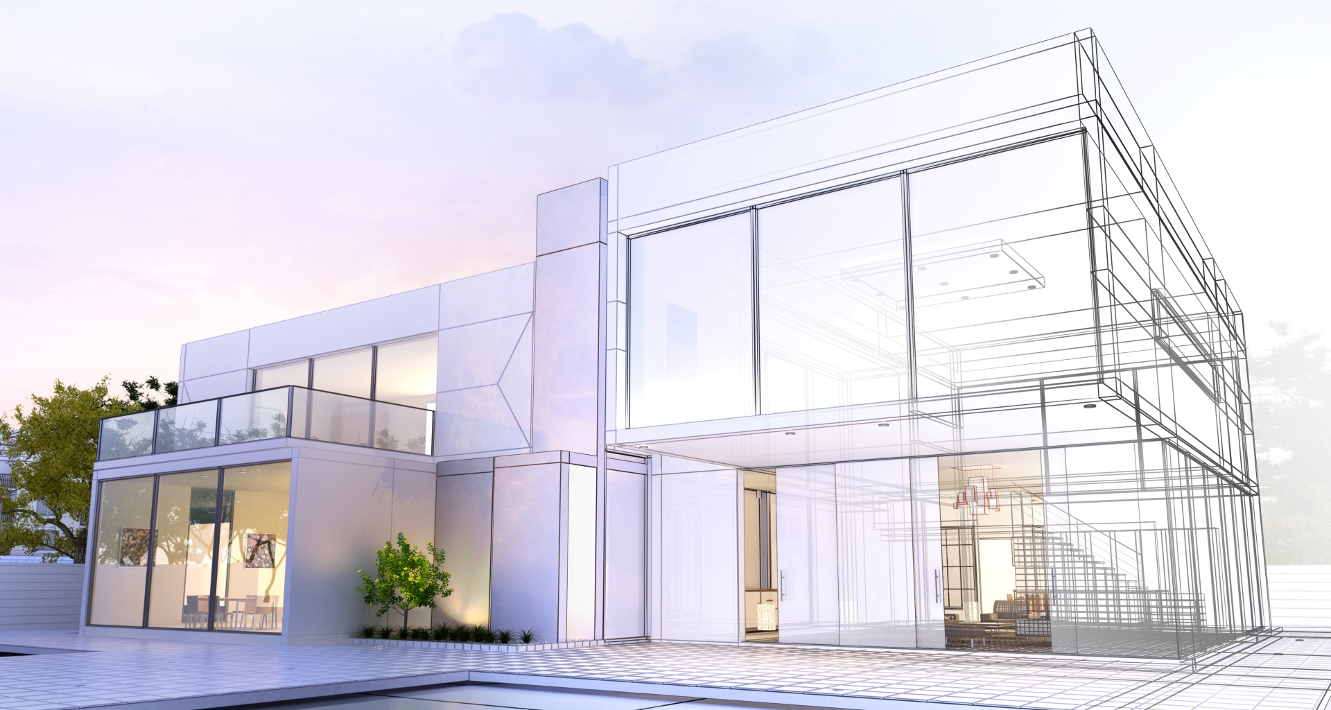 A glass building
