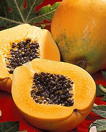 Fresh papaya sliced in half