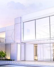 A glass building