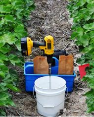 Sampling soil to 60 cm depth with drill auger 