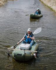 ARS researchers measure water quality as they paddle in streams, creeks, and irrigation ditches.